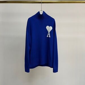 AMI ALEXANDRE MATTIUSSI Blue Ami de Coeur Wool Crewneck Sweater